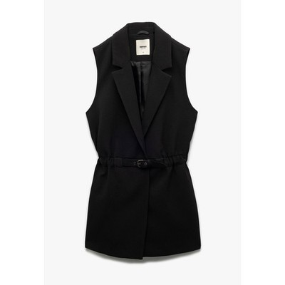 Koton Black sleeveless lapel-collar belted vest Waistcoat Size 42