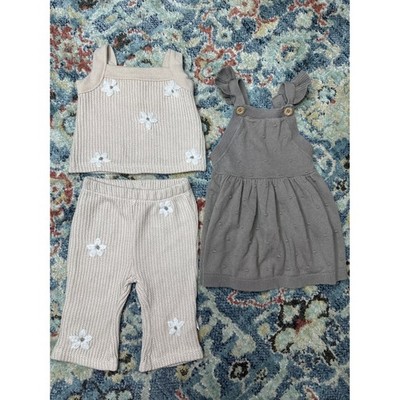 Baby Girl Knit Outfit Bundle 0-3M / 3M Cream Floral Mauve Dress