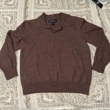 Christian Lacroix Polo Sweater 100% Extrafine Merino Wool Burgandi  Size Large