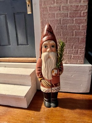 Vaillancourt Miniature Father Christmas w/ Pine  Santa Club  4''   2000 #7~Nice