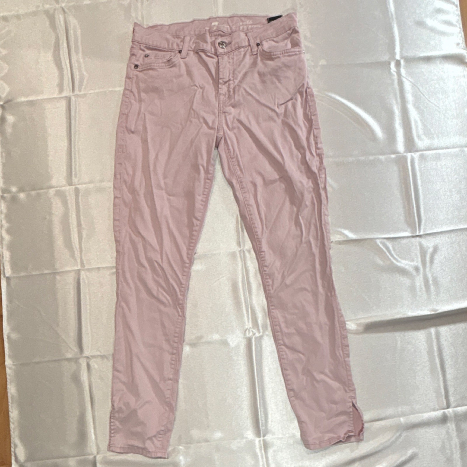 7 For All Mankind Ankle Jeans Pink Women's Stretch Denim 5-Pocket Design