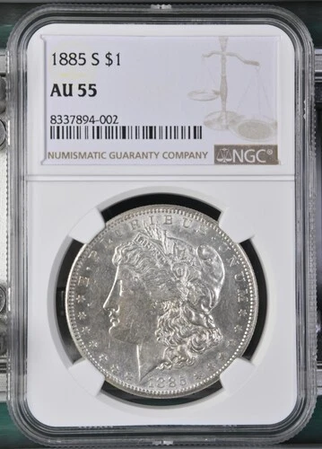 1885 S MORGAN SILVER DOLLAR $1 NGC AU 55 Certified Coin