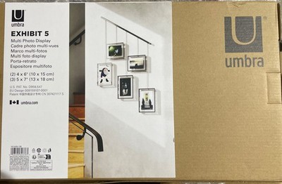 Umbra Exhibit Picture Frame Gallery Set Adjustable Collage Display for 5 Photos,