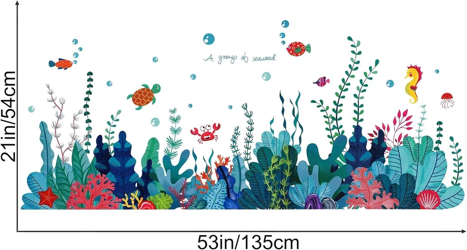 Calcomanía de pared extraíble 3D bajo la vista al mar hierba - Hágalo usted mismo Ocean Coral Seaweed A  Foto 2 de 4