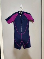 Seaskin Youth Wetsuit Short Sleeve Front Zip Navy/Pink Size 8