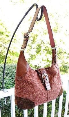 Coach LARGE Vintage F11214 Soho Hampton Orange Tweed Flap Hobo Bag Coach LARGE Vintage F11214 Soho Hampton Orange Tweed Flap Hobo Bag