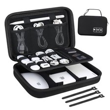 Hard Travel Electronic Organizer Case for MacBook Power Adapter Charger, Black