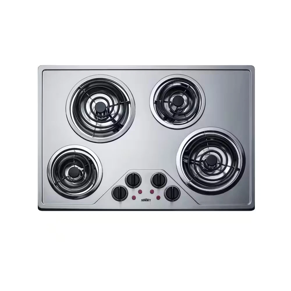 29.38 In. Coil Top Electric Cooktop in Stainless Steel with 4 Elements