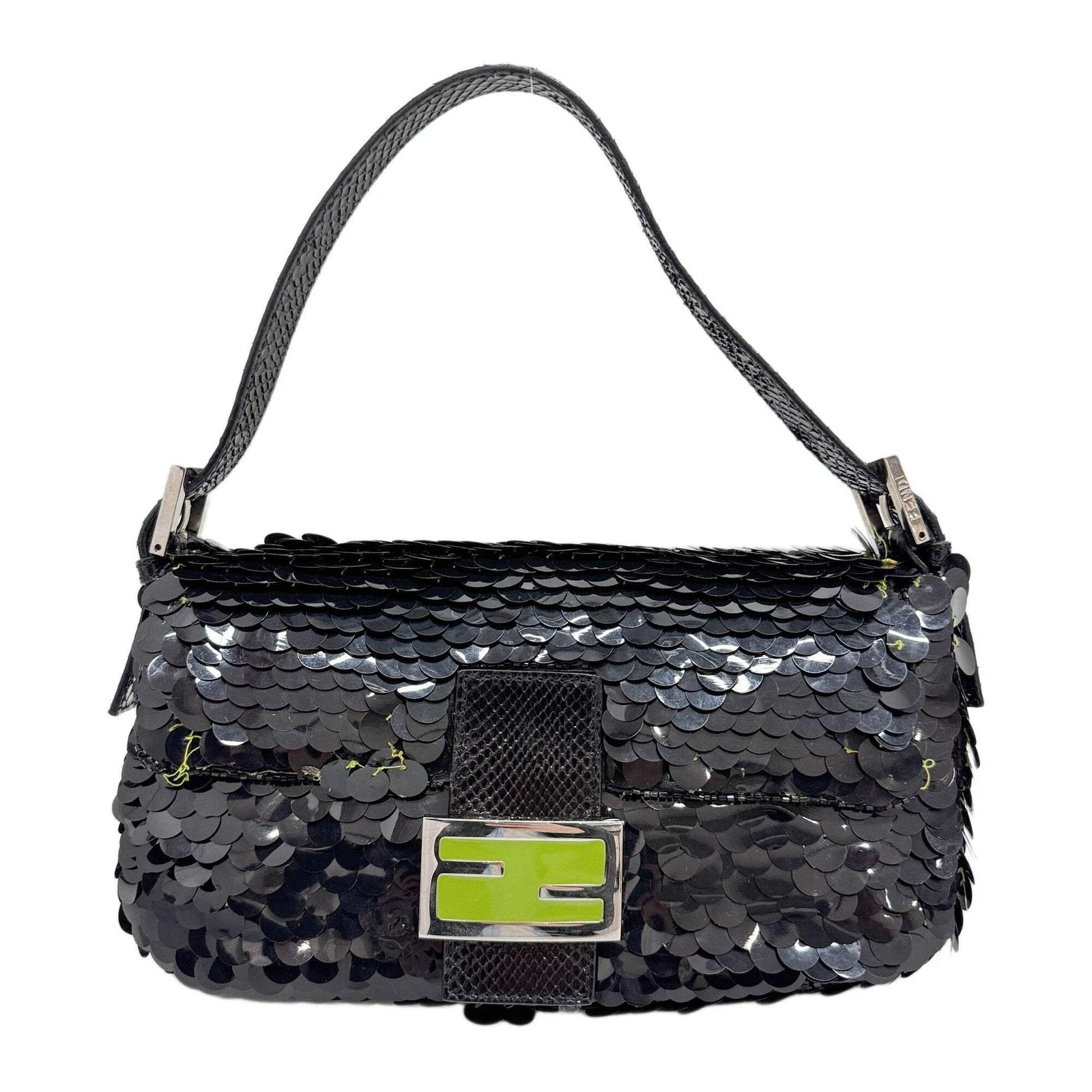 Fendi — FENDI Baguette Black Sequin Shoulder Bag