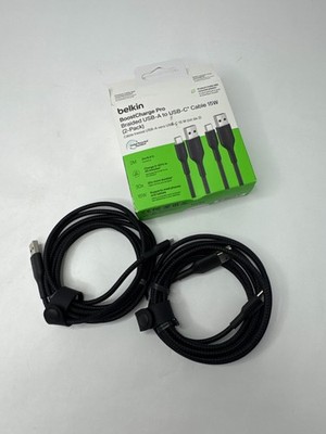 Belkin - BOOSTCHARGE Braided PCR USB-A to USB-C Cable 2M 2-Pack - Black