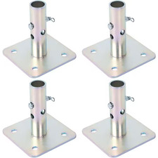 4 Pack Galvanized Scaffold Base Plates 5X5X1-3/8 OD Silver Heavy-Duty Durable Co