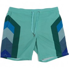 Fair Harbor Mens Size XXL Swim Shorts Turquoise Blue Geometric Beachy Trunks