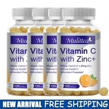 Vitamin C Capsules 360Mg with Zinc Powerful Immune Support Antioxident 120 Caps
