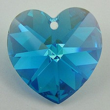 2 pieces 18mm Swarovski crystal heart pendant 6202 blue zircon AB