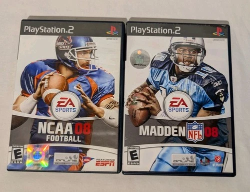 NCAA Football 08 And Madden 08 PlayStation 2 PS2 Game Lot, Complete CIB
