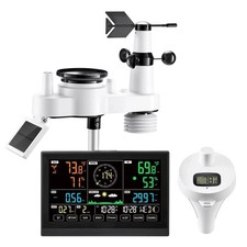 7-in-1 Wi-Fi Weather Station with APP, 7.5 in Display, Wireless Solar Powered