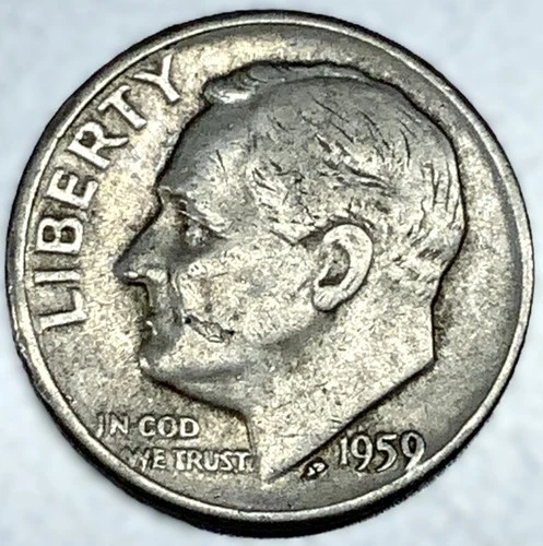 1959-D Roosevelt Dime - Circulated Condition - 90% Silver - US Coin - 3008