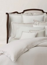 Ralph Lauren Lovan Jacquard Full/Queen Duvet Cover Studio White Organic Cotton