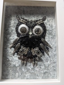 Vintage Black Owl 5x7 Shadow Box