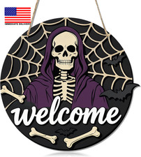 Halloween Decorations for Women Men Halloween Home Sign Skull Wooden Decor        
