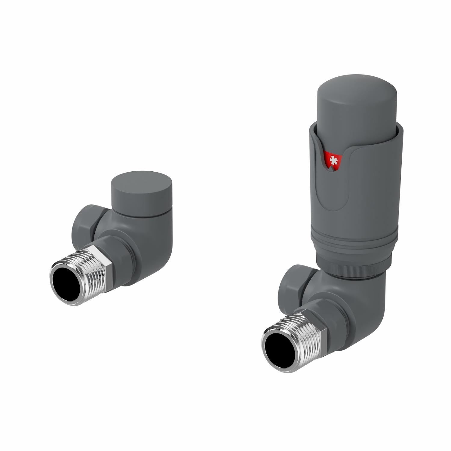 RadiLux Corner Anthracite Thermostatic Radiator Valve Pack - 15mm