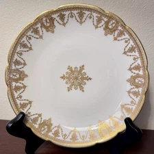 Gold Lace Antique H& Co Haviland Limoges Bread Plate 7.25" Snowflake