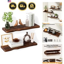 Wood Floating Shelves Set of 2 Rustic Wall Storage for Bathroom Kitchen Living