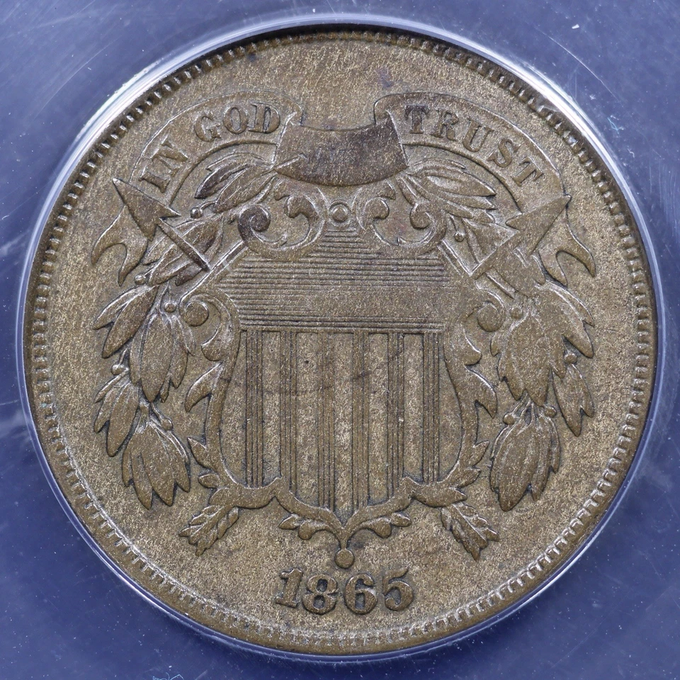 1865 Two Cent Piece (Plain 5) - 2c ANACS VF20 - Image 3 of 4