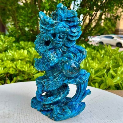 3.74LB  High quality and beautiful blue lithium gray flying dragon carvings