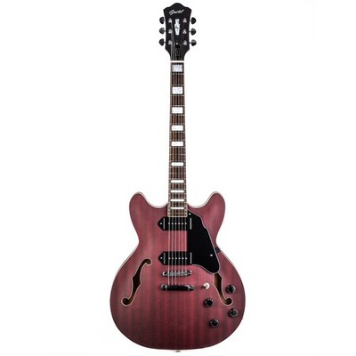 Hollow Body sapele plywood Electric Guitar P90 Grote 335-04  Black Binding Red