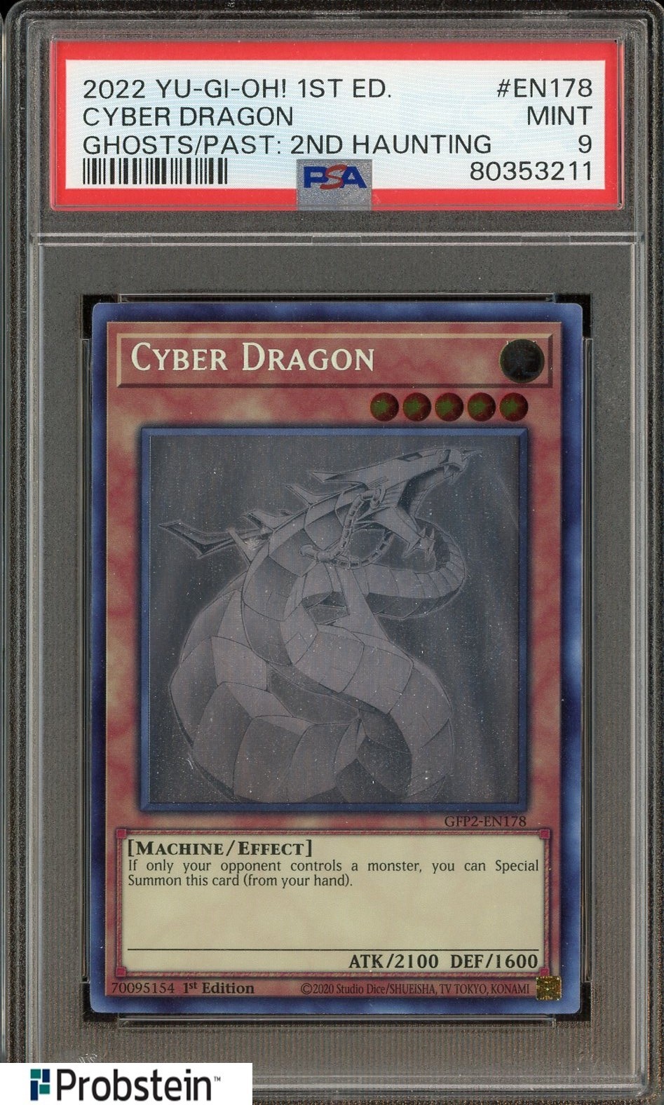 2022 Yu-Gi-Oh! 1st Edition GFP2-EN178 Cyber Dragon Ghost Rare PSA 9 MINT