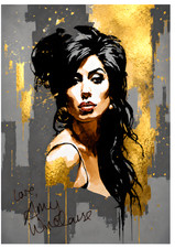 Amy Winehouse, Aquarell, Gold - 1 x A4 Reispapier Decoupage - Wohndeko