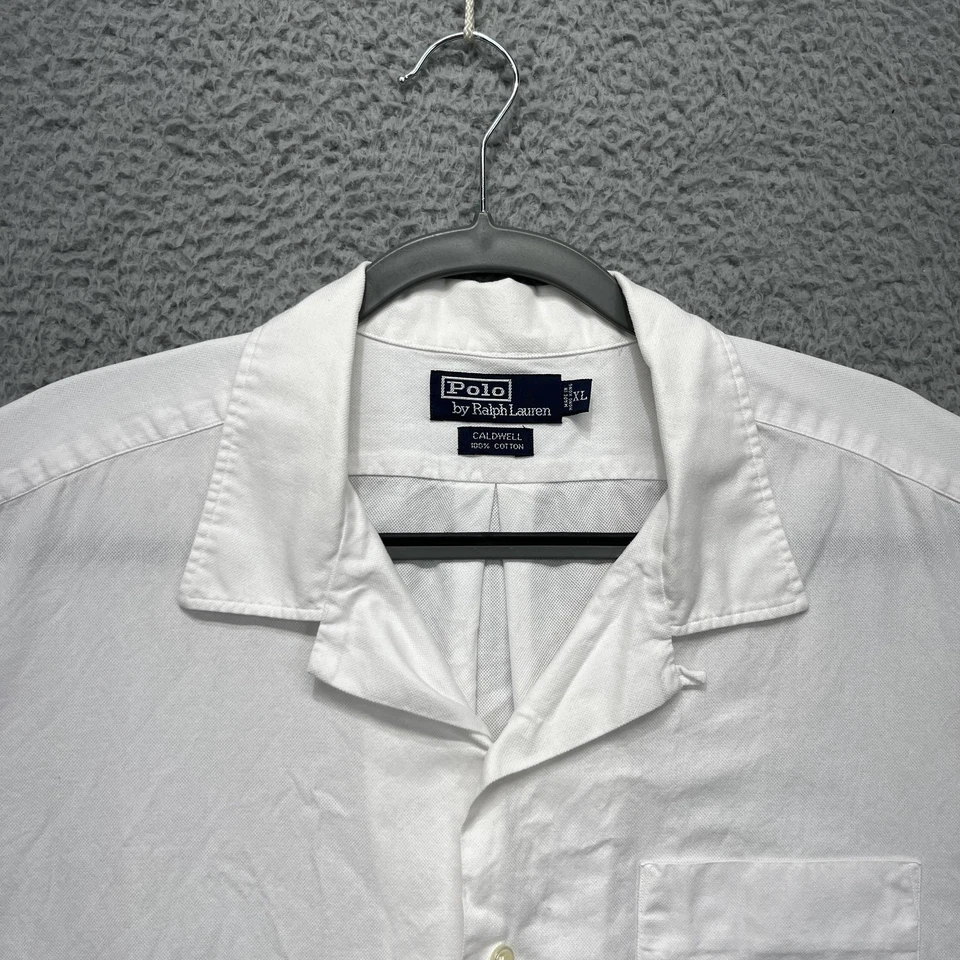 Camisa Polo Ralph Lauren De Colección Para Hombres XL Blanca Caldwell Algodón Campamento Años 90 Hong Kong Foto 2 de 4