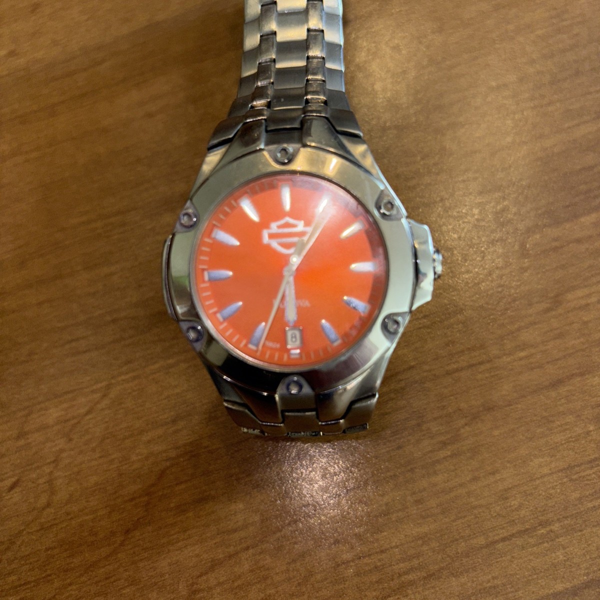 BULOVA HARLEY DAVIDSON Watch Quartz Men's Orange Dial Round