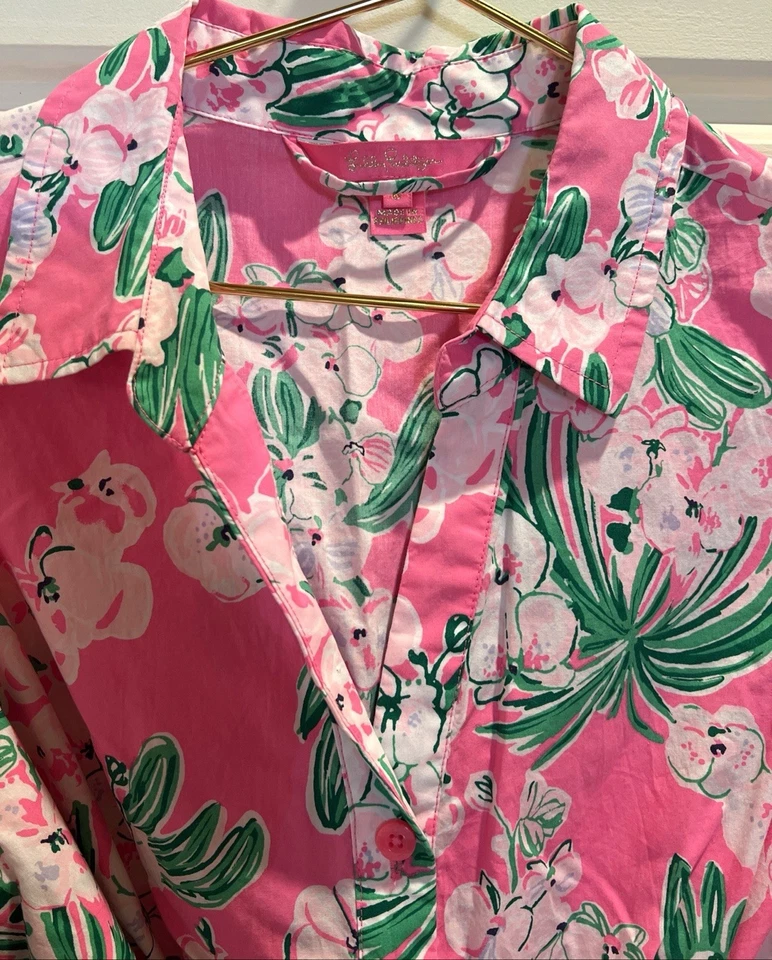 Vestido Camisa Lily Pulitzer Amrita Novo sem etiquetas Tamanho 6 MSRP $348! Brilhante e lindo! - Imagem 2 de 4