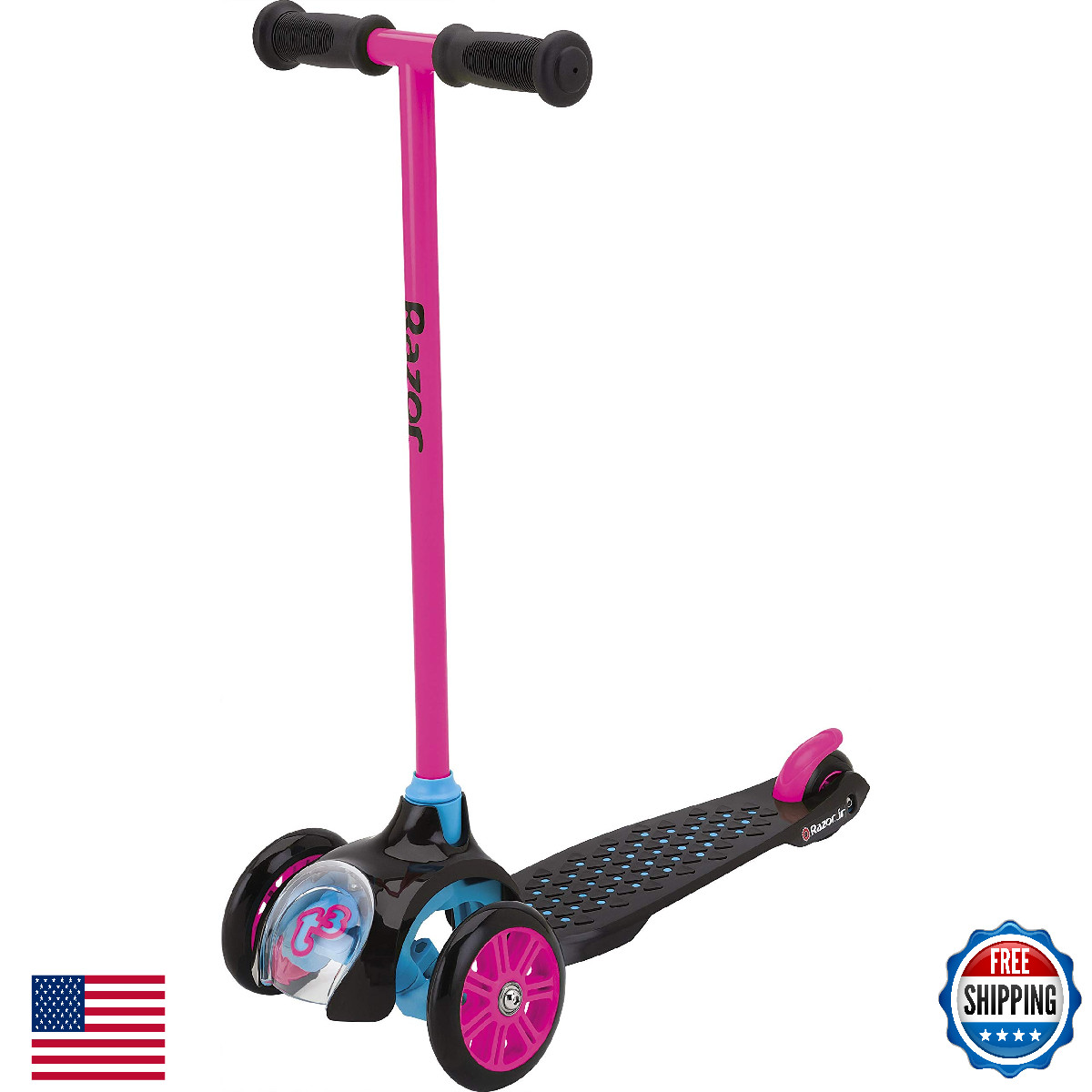 Razor Jr. T3 Kick Scooter - Kids 3+, Lightweight, Tilt-to-Tu