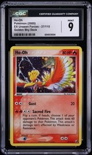 CGC 9 Ho-Oh Cosmos Holo EX Unseen Forces Golden Sky TD 2005 Pokemon Card #27