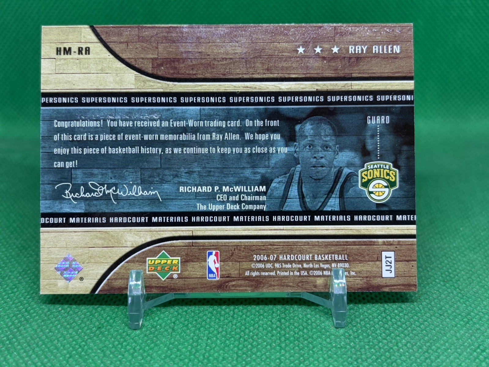 2006-2007 Ray Allen Upper Deck Hardcourt Event Worn Jersey #HM-RA-MT view 2