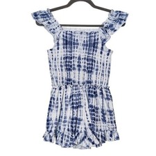 Hannah Banana Blue Tie-Dye Romper Size 12 Girl's Smocked Romper