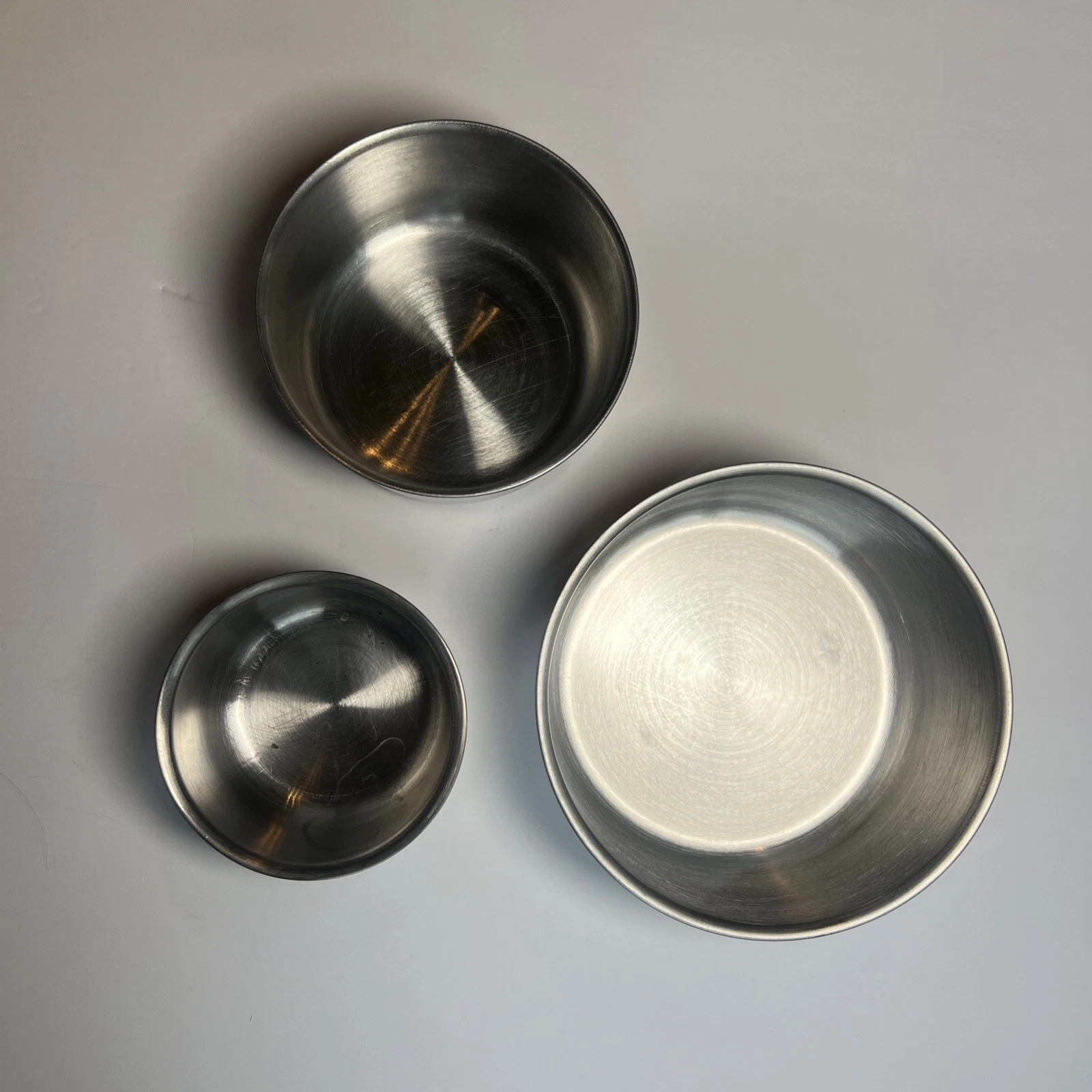 Vintage 3 Piece Small Stainless Steel Mixing Bowl Nesting Set Made In Japan