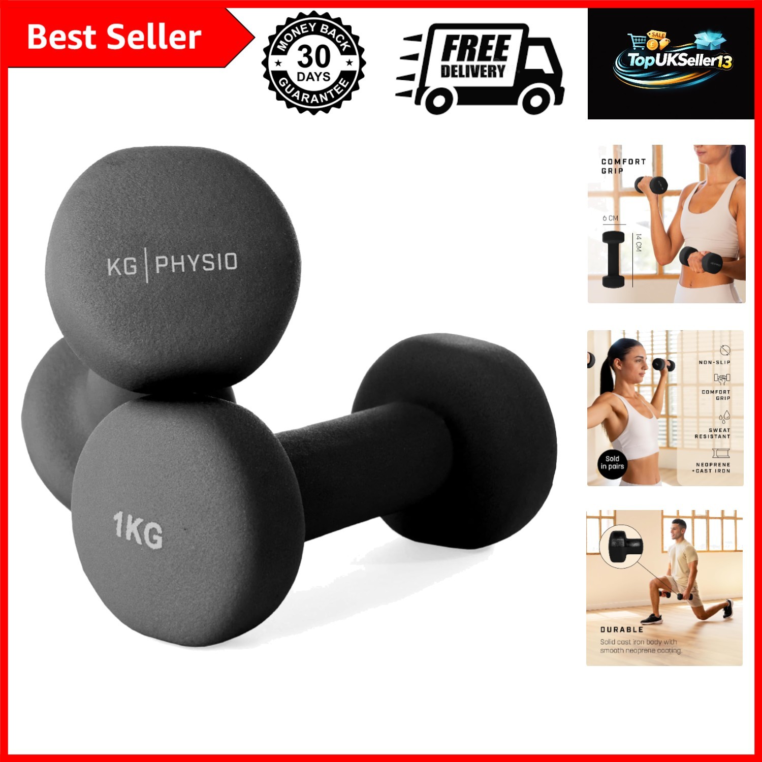 Weights Dumbbells Set Women & Men - Neoprene-Coated & Sweat-Resistant Weights...