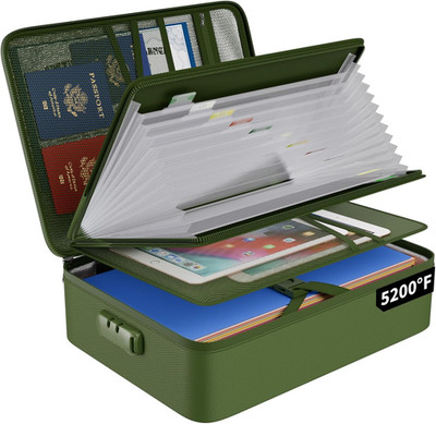 ENGPOW 5200  Fireproof File Organizer Bag with 13 Pocket Accordion File Folder,D
