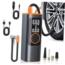Tire Inflation Portable Air Compressor 150PSI,Digital Pressure Gauge, 25 Orange