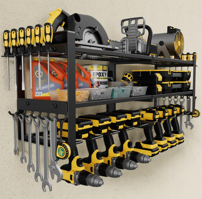 Organizador herramientas pared 3 niveles 350lbs 6 taladros garaje soporte resist