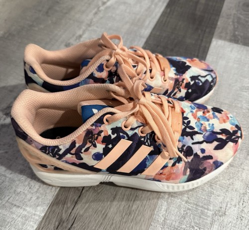 Adidas Torsion ZX FLUX Ortholite Rosa Melocotón Floral Zapatos para Correr • Talla 4 WMNS - Imagen 5 de 8
