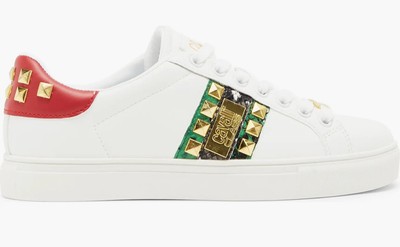 Cavalli Class Snake Embossed Pyramid Stud Tennis Shoe Women s Size 7 VG
