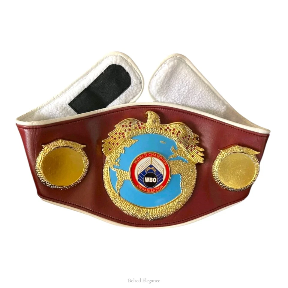 Réplica de Cinturón de Cuero Campeonato de la OMB - Hecho en 3D Oro Boxeo Título Adulto Talla Nuevo Foto 2 de 4