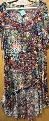 Cha-cha Vente paisley floral high low tunic plus  3X NWT