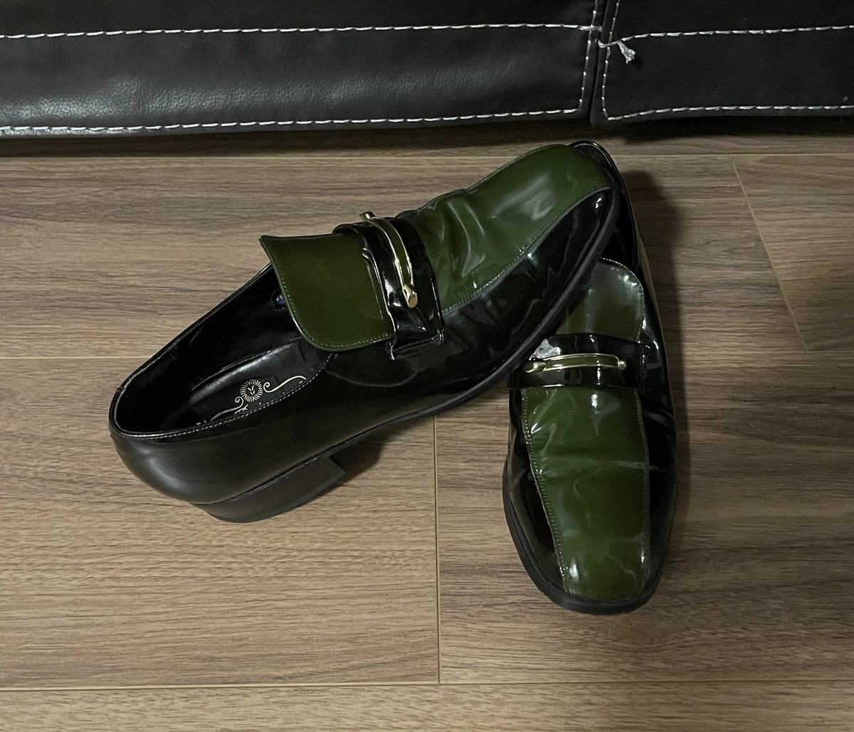 Florsheim Weave Bridgeport Loafers Mens Size 9.5‎ Green Leather Slip On Shoes Florsheim Green Dress Shoes for Men | eBay main image 4