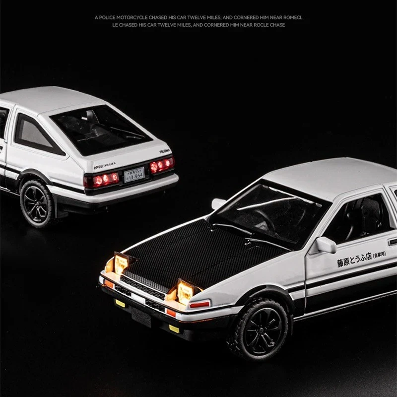 1:36 INITIAL D AE86 Alloy Classic Sports Car Diecast Model Sound Light Gift Toys - Image 3 of 4